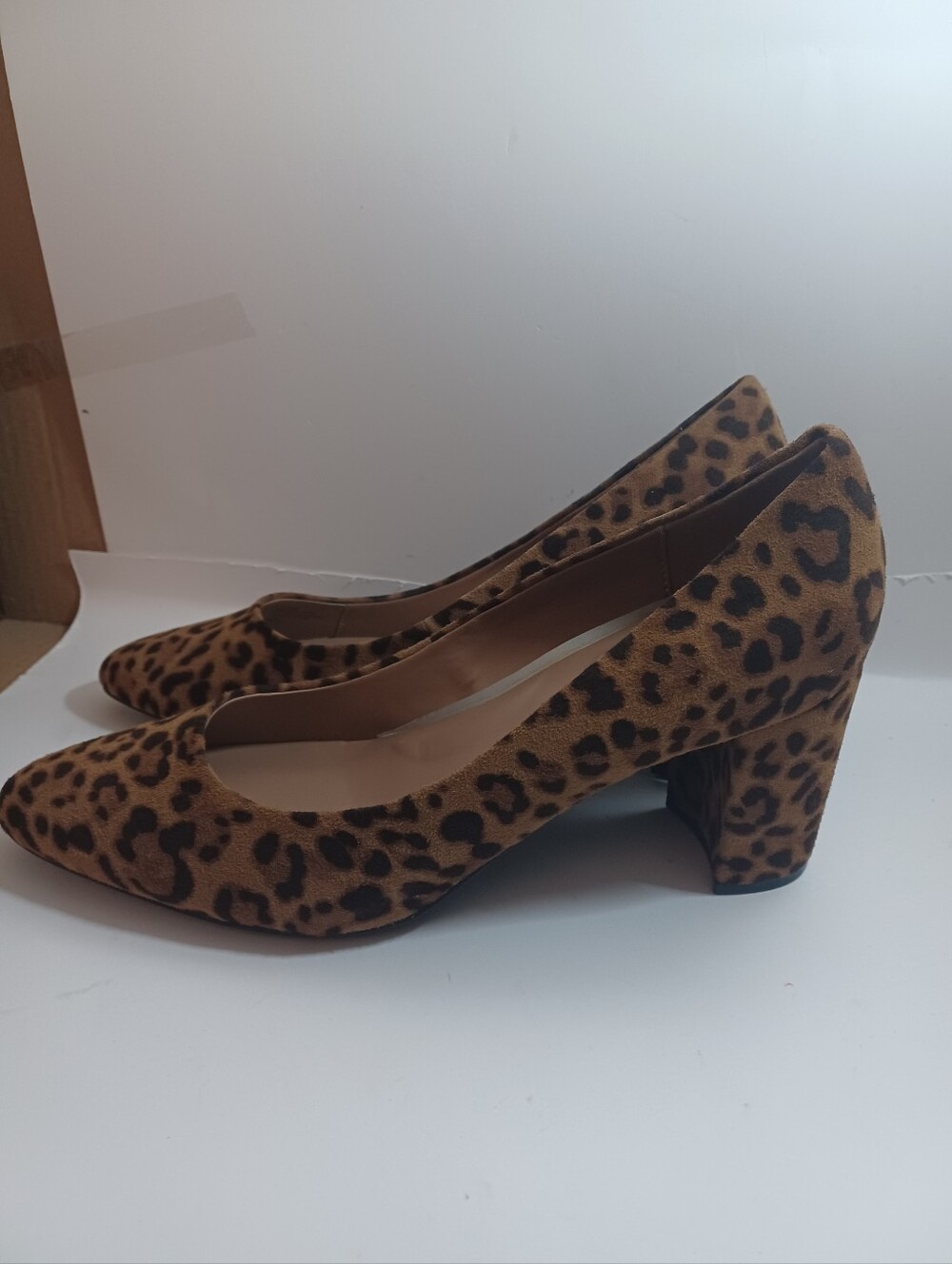 Leopard Print Block Heel Pumps - Brown